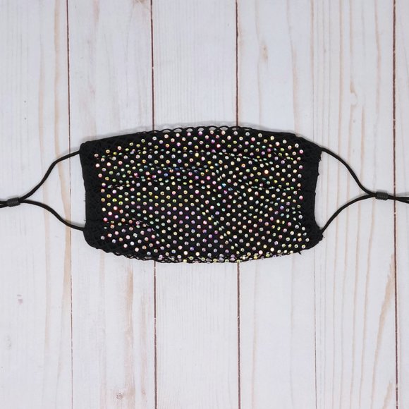 Rhinestone Face Mask (Black) - Picture 2 of 5